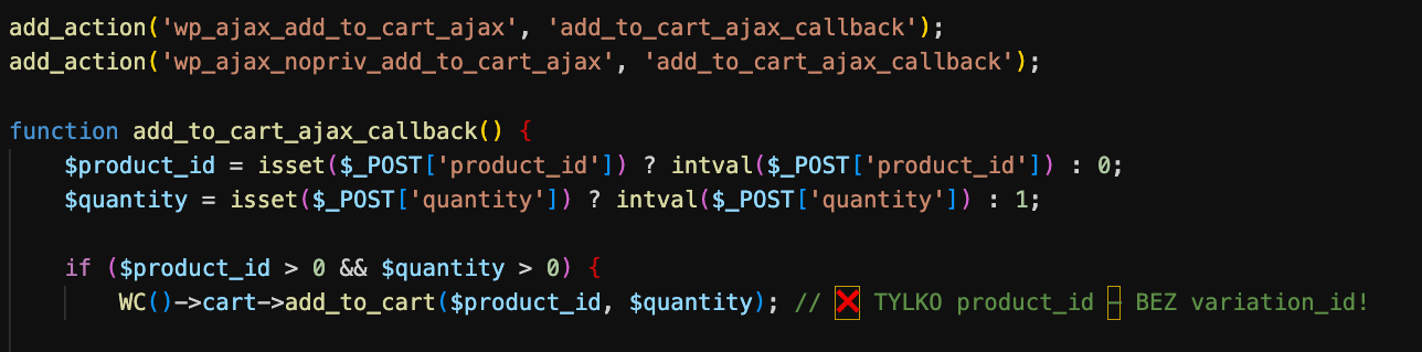 Niepoprawny kod AJAX Niepoprawny kod AJAX